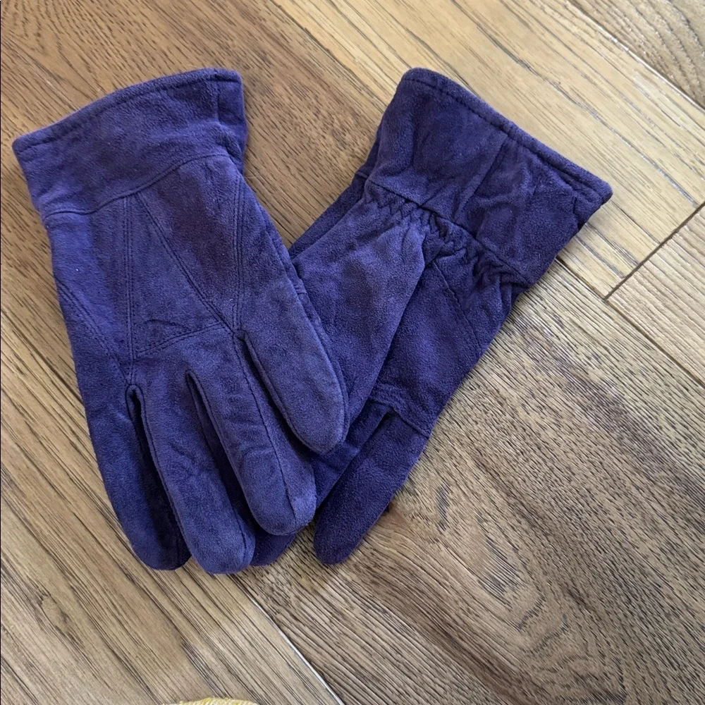 😊Purple Suede Gloves Thinsulate Tan Lining